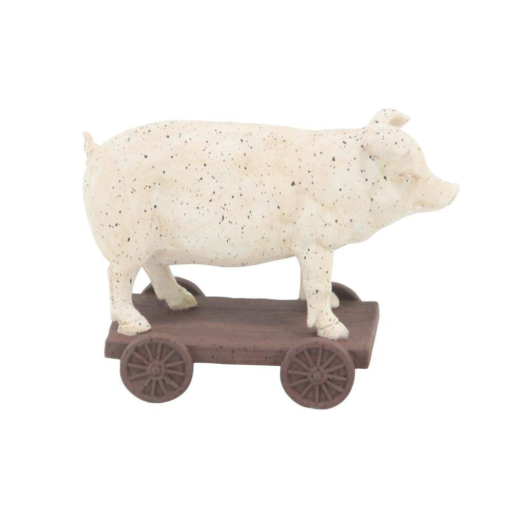 UMA Enterprises Polystone Farmhouse Farm Animal Sculpture Set of 2, White