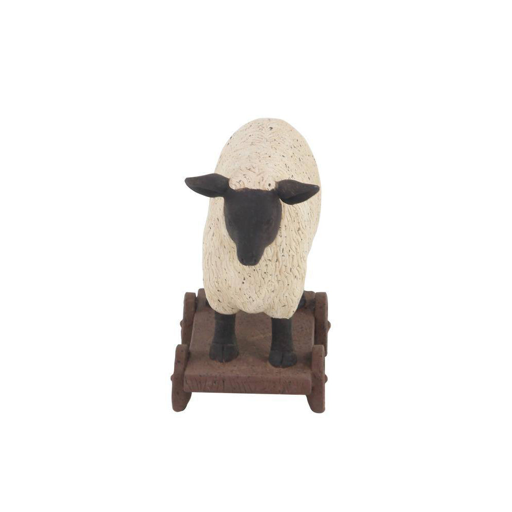 UMA Enterprises Polystone Farmhouse Farm Animal Sculpture Set of 2, White