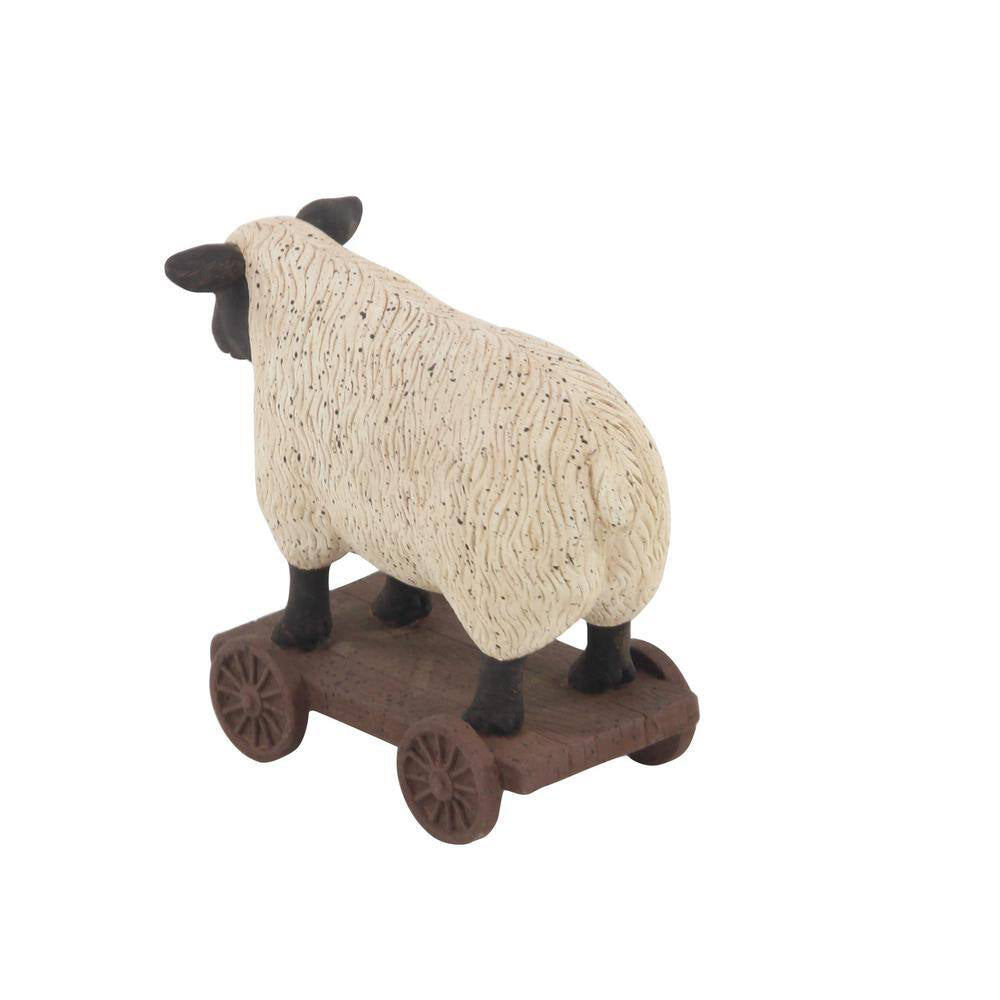 UMA Enterprises Polystone Farmhouse Farm Animal Sculpture Set of 2, White
