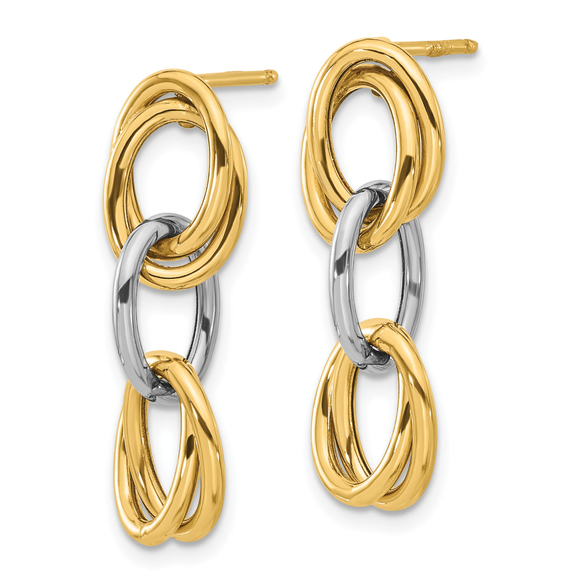 14K Leslie's Women's Drop and Dangle Earrings in Rhodium Plating-over 14K Yellow Gold