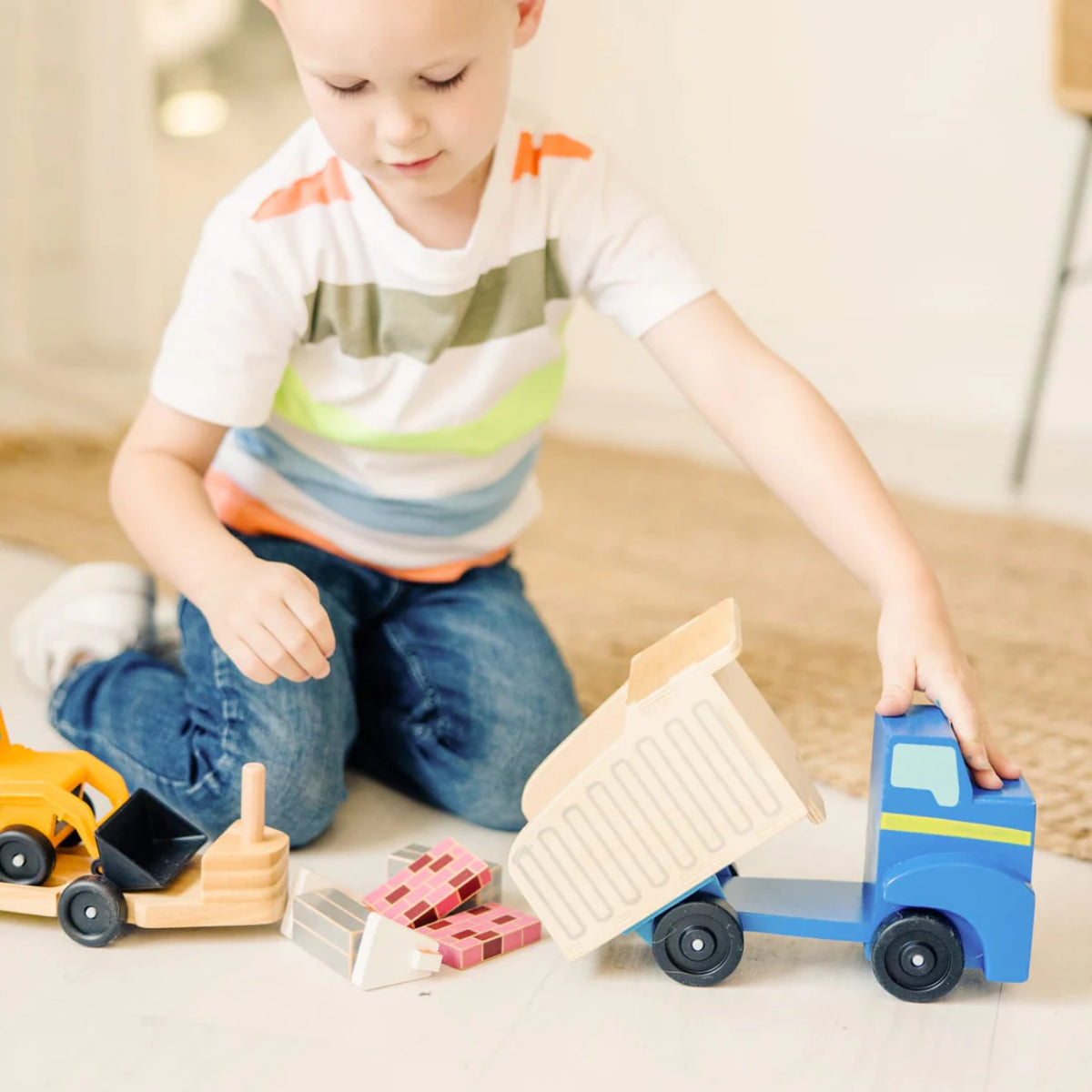 Melissa & Doug Classic Toy Dump Truck and Loader (8 Pieces)