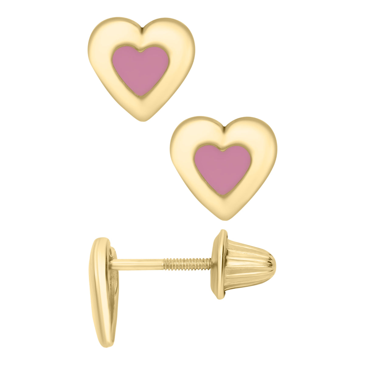 Marathon Pink Heart Earrings in 14K Gold