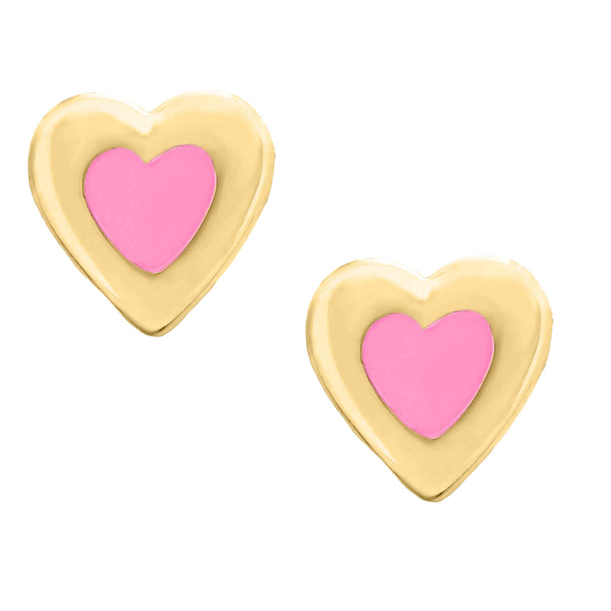 Marathon Pink Heart Earrings in 14K Gold