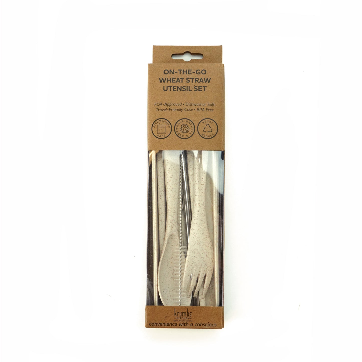 Krumbs Kitchen Against The Grain On-The-Go Wheat Straw Utensil Set -Assorted Colors