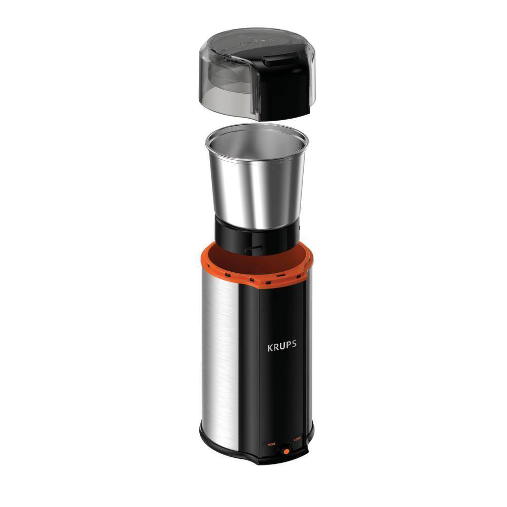 Krups GX336D50 Ultimate Silent 3-in-1 Electric Coffee & Spice Grinder - Black/Stainless Steel