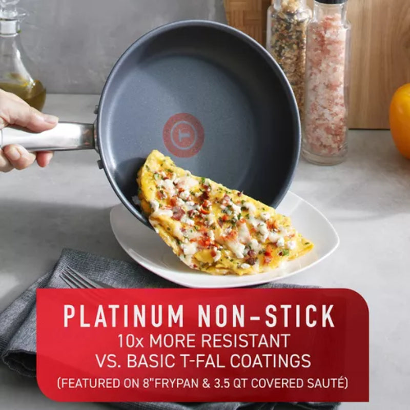 T-fal Platinum Stainless Steel Cookware Set (12 Pieces) - Silver