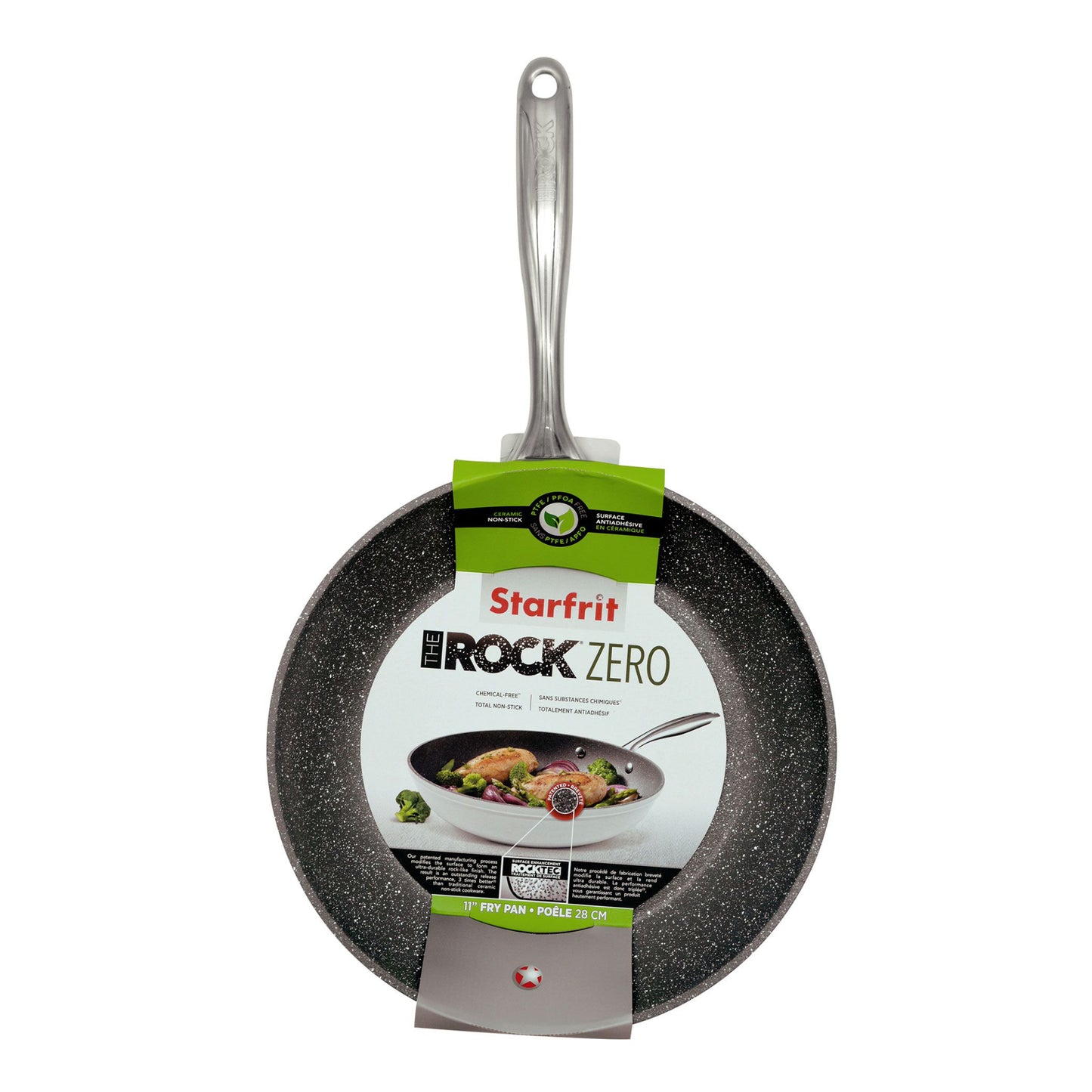 Sartén antiadherente de cerámica Starfrit The Rock ZERO de 11" - Negro/Plateado