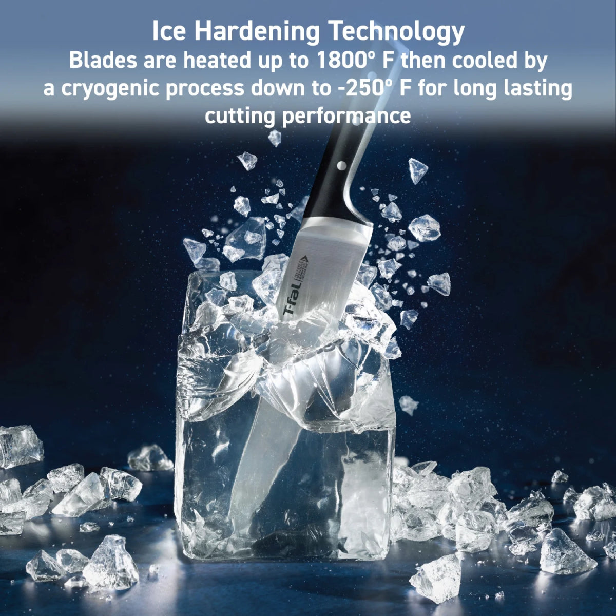 T-fal K282S464 Ice Force Steak Knife Set (4-Piece) - Silver/Black