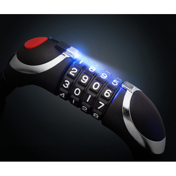 Candado combinado Schwinn de 12 mm con luz y soporte de montaje, color negro