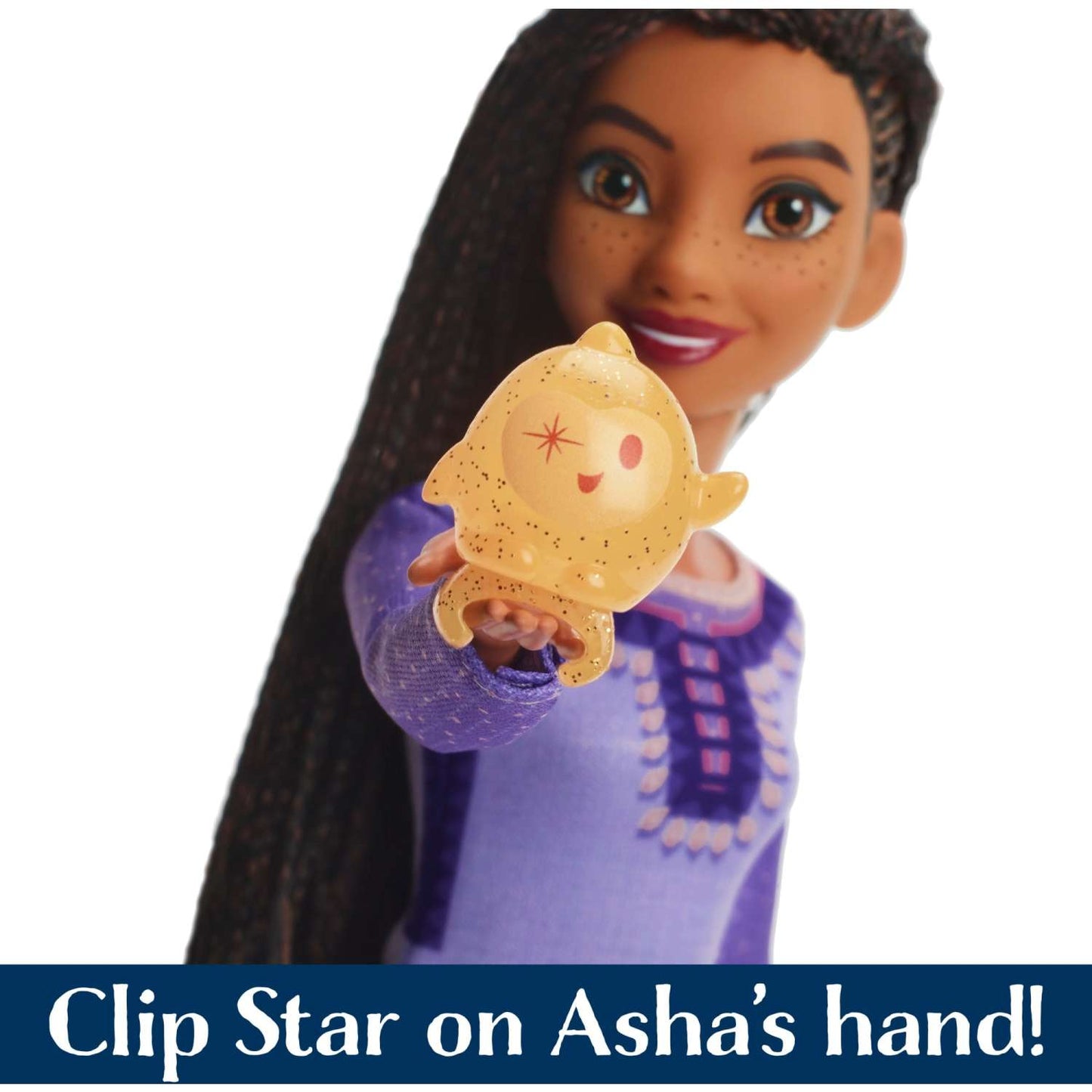 Muñeca de moda y figura de estrella con atuendo extraíble de Asha de Rosas cantante de Disney Wish