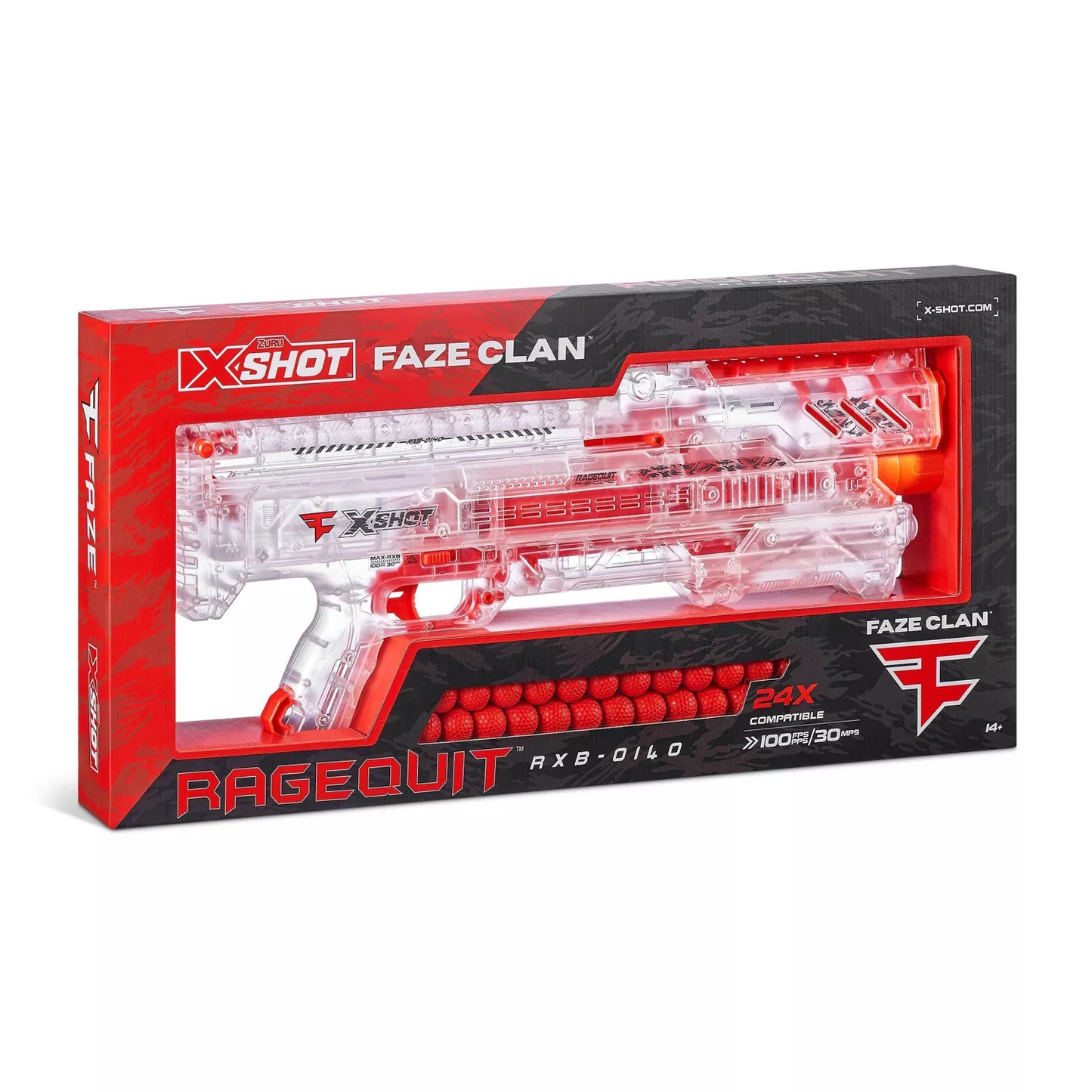 X-Shot Faze Clan Ragequit Round Blaster with 24 Dart Balls - Red