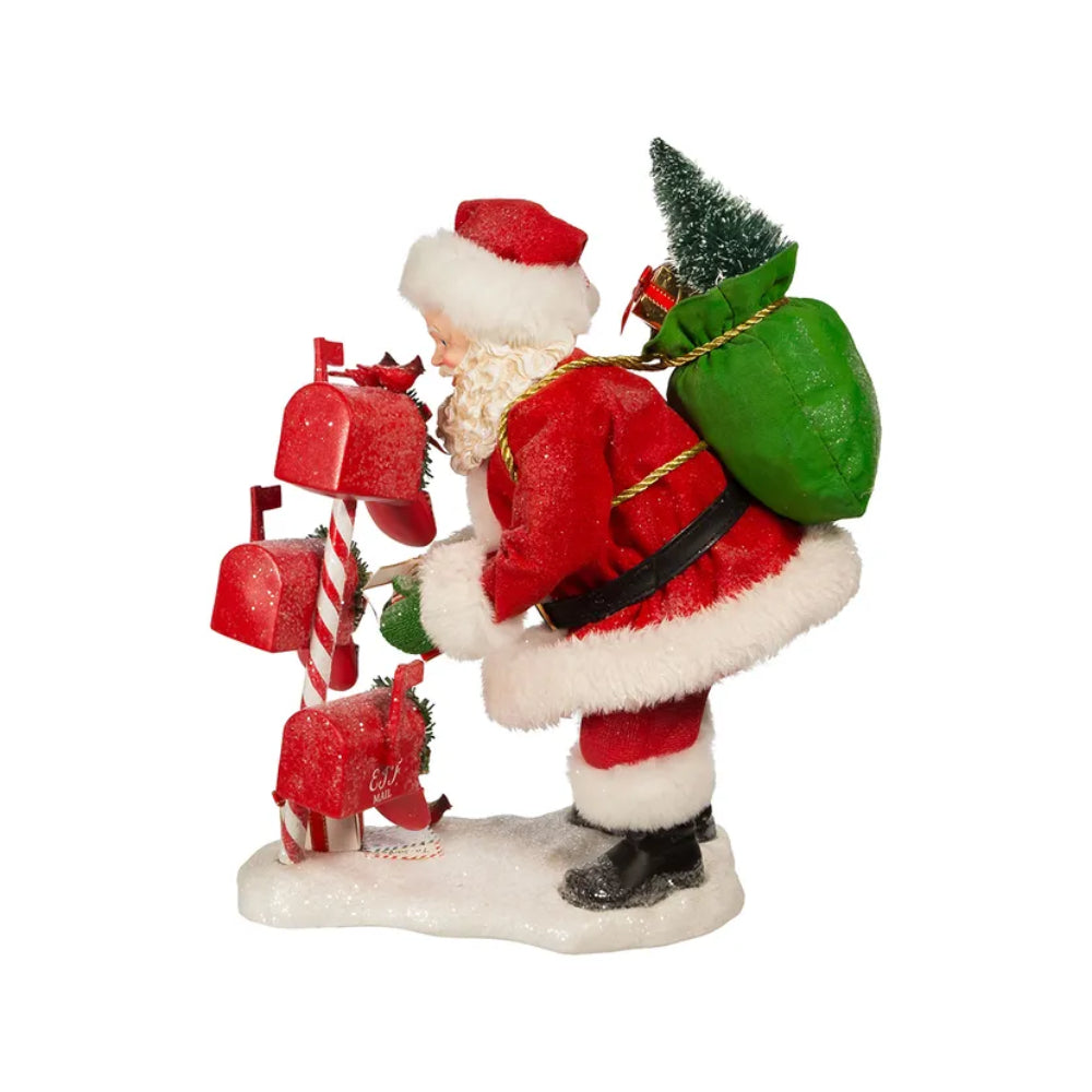 Papá Noel de 10,5" con buzón, de Kurt Adler, en tela, rojo y blanco