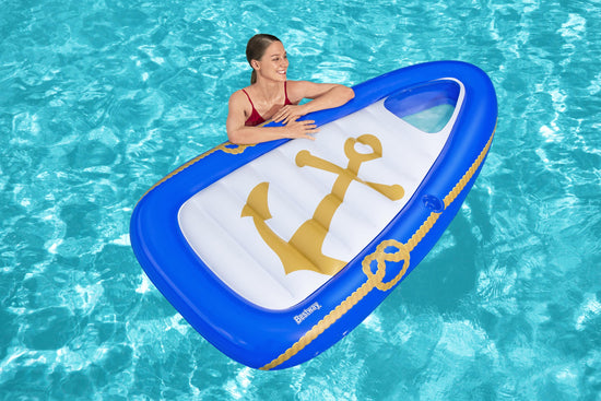Bestway Float'n Fashion Nautical Paradise Boat Lounge with 2 Cup Holders - Curacao