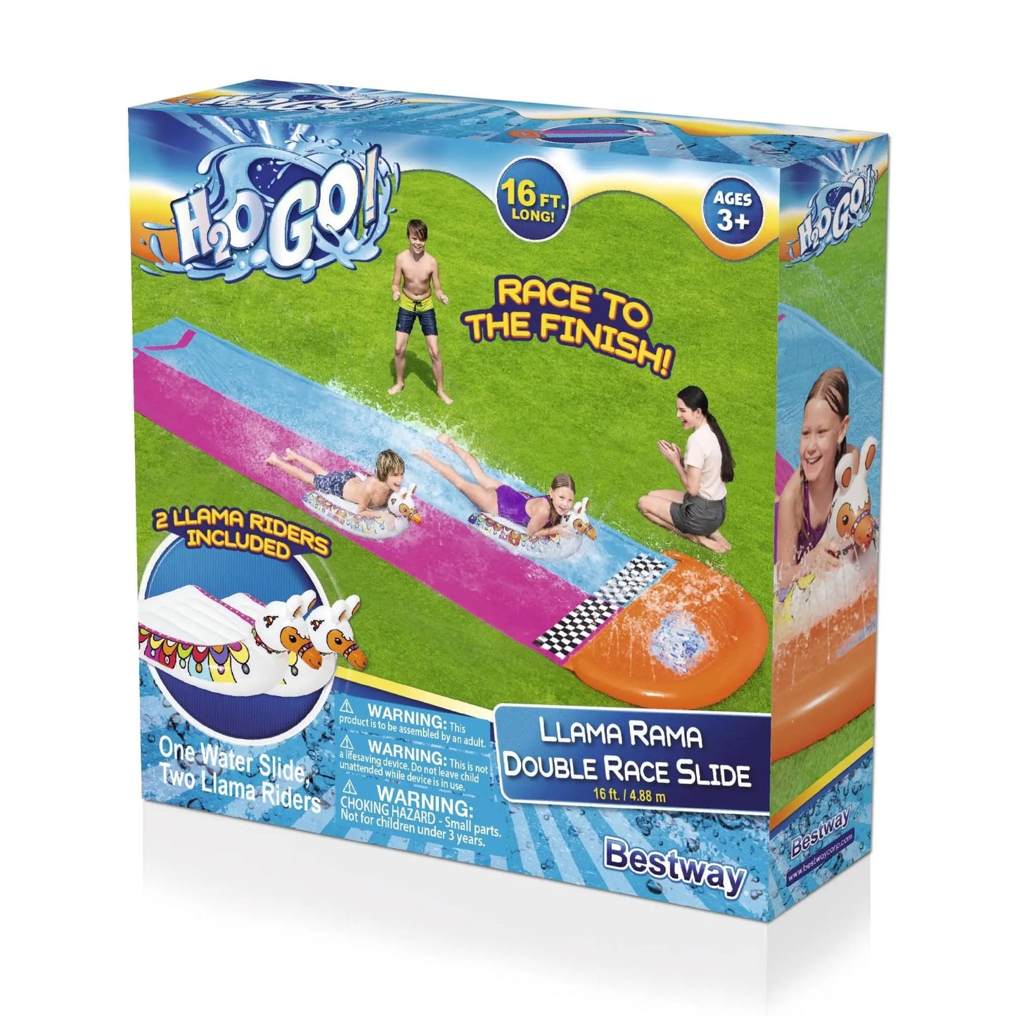 Bestway H2OGO! Llama Rama Double Race Water Slide with Two Surf Riders - Curacao