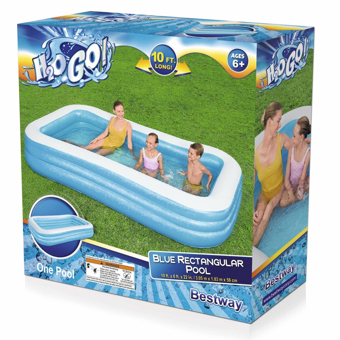 Bestway H2OGO! 10' Inflatable Blue Rectangular Pool - Curacao