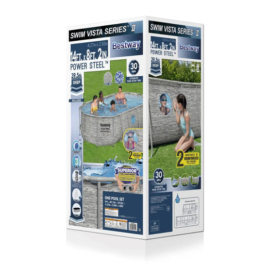 Bestway Power Steel Swim Vista Series II 14' X 8'2" X 39.5" Above Ground Pool Set - Curacao