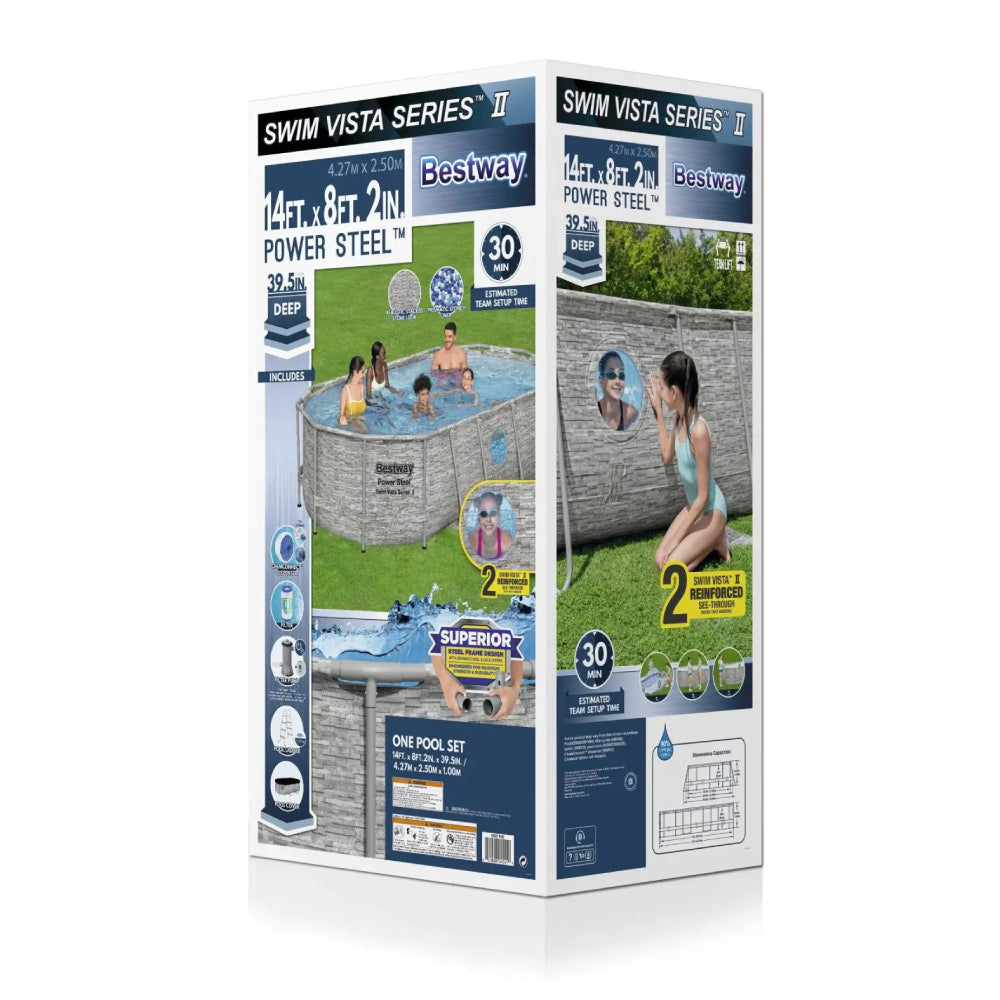 Bestway Power Steel Swim Vista Series II 14' X 8'2" X 39.5" Above Ground Pool Set - Curacao