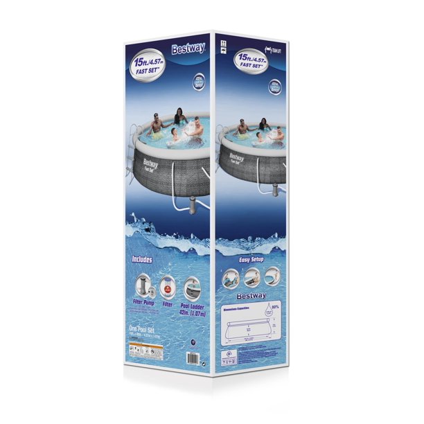 Bestway Fast Set 15' x 42' Round Inflatable Pool Set - Curacao