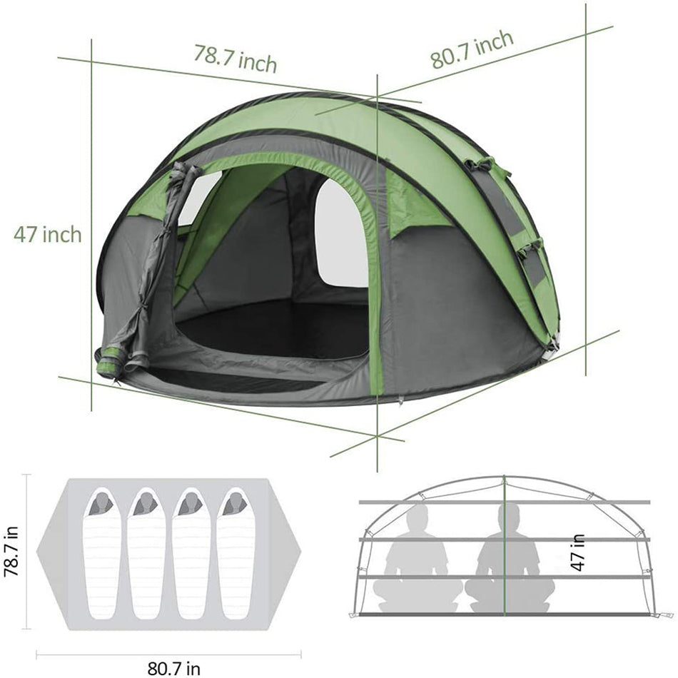 The Outdoor Institute 5-8 Person Instant Outdoor Tent - Green - Curacao