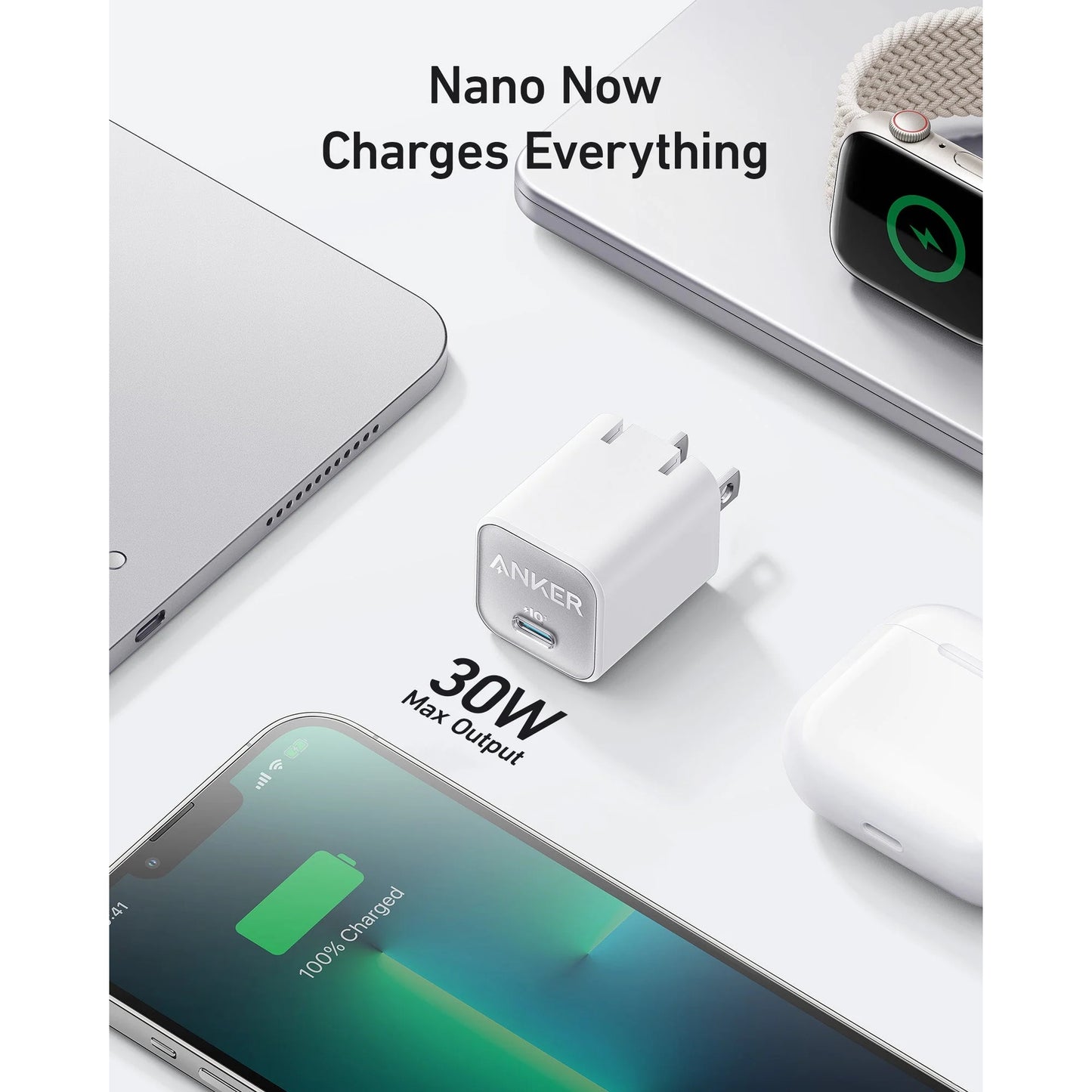 Anker 511 Nano III GaN 30W USB-C Wall Charger - White