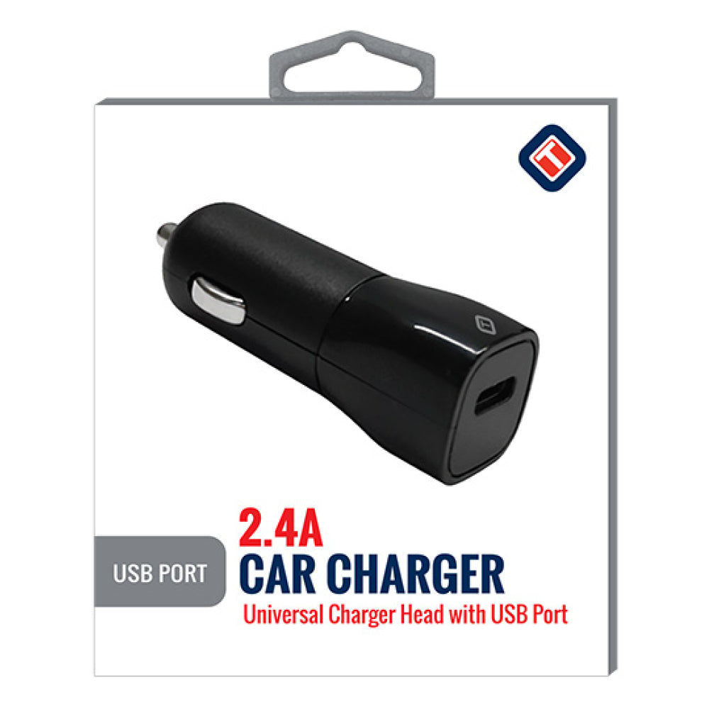 Tekya 2.4 Amp Car Charger Head with USB Port - Black