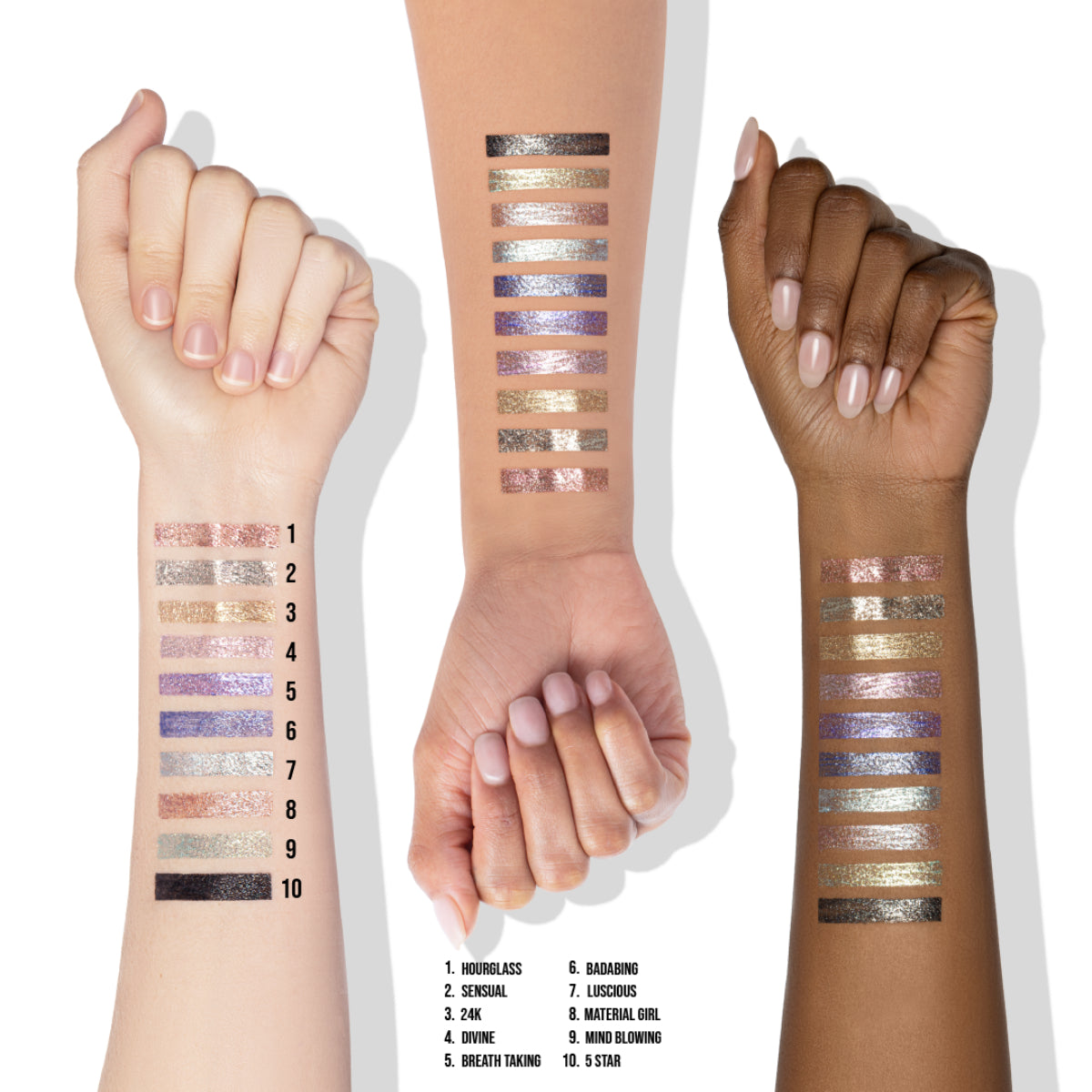 Beauty Creations Glitterally Perfect Glitter Liners 0.11 fl oz (Set of 5) - Eye Catching