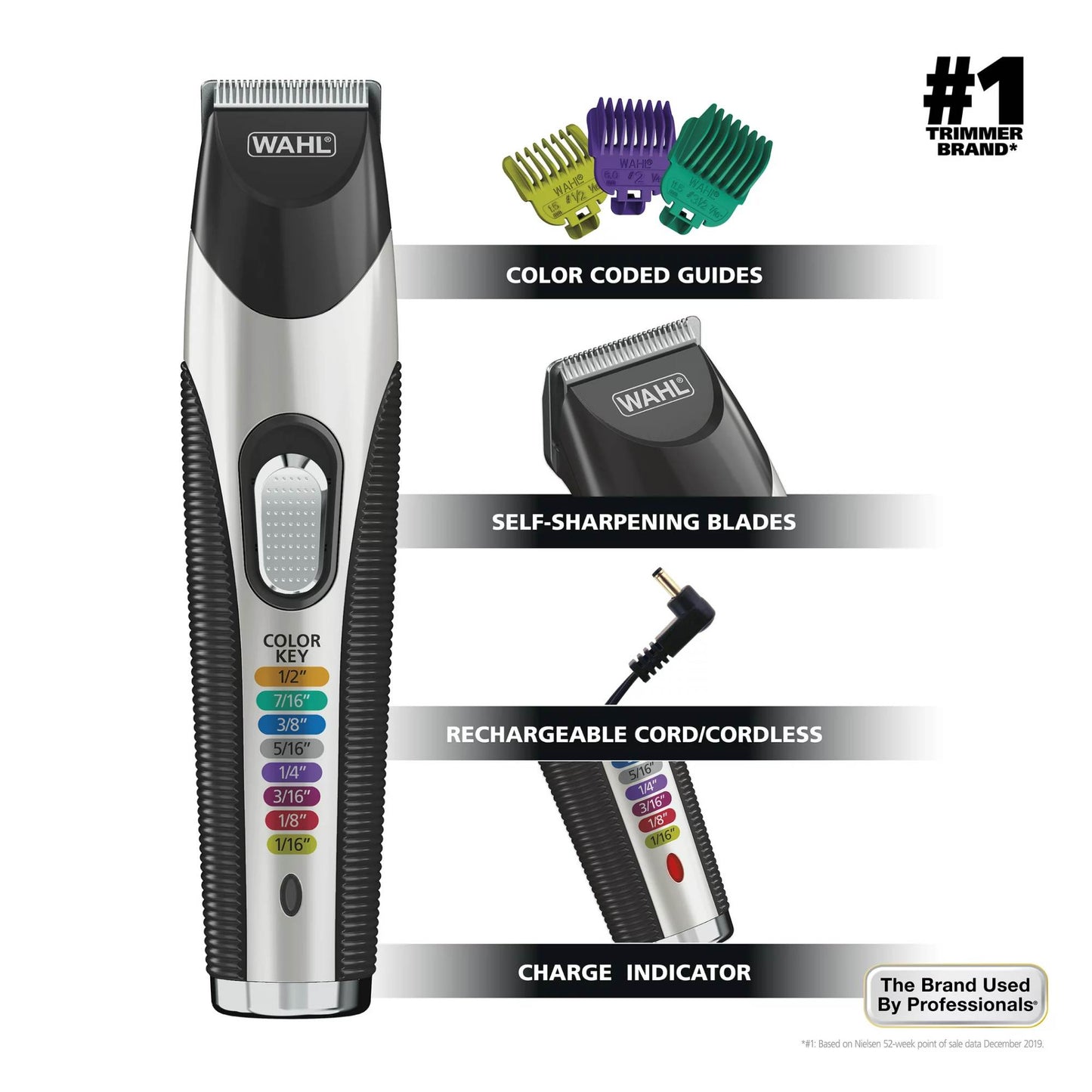 Recortadora de barba recargable con o sin cable Wahl Color Pro 09891-100 para hombres, color negro