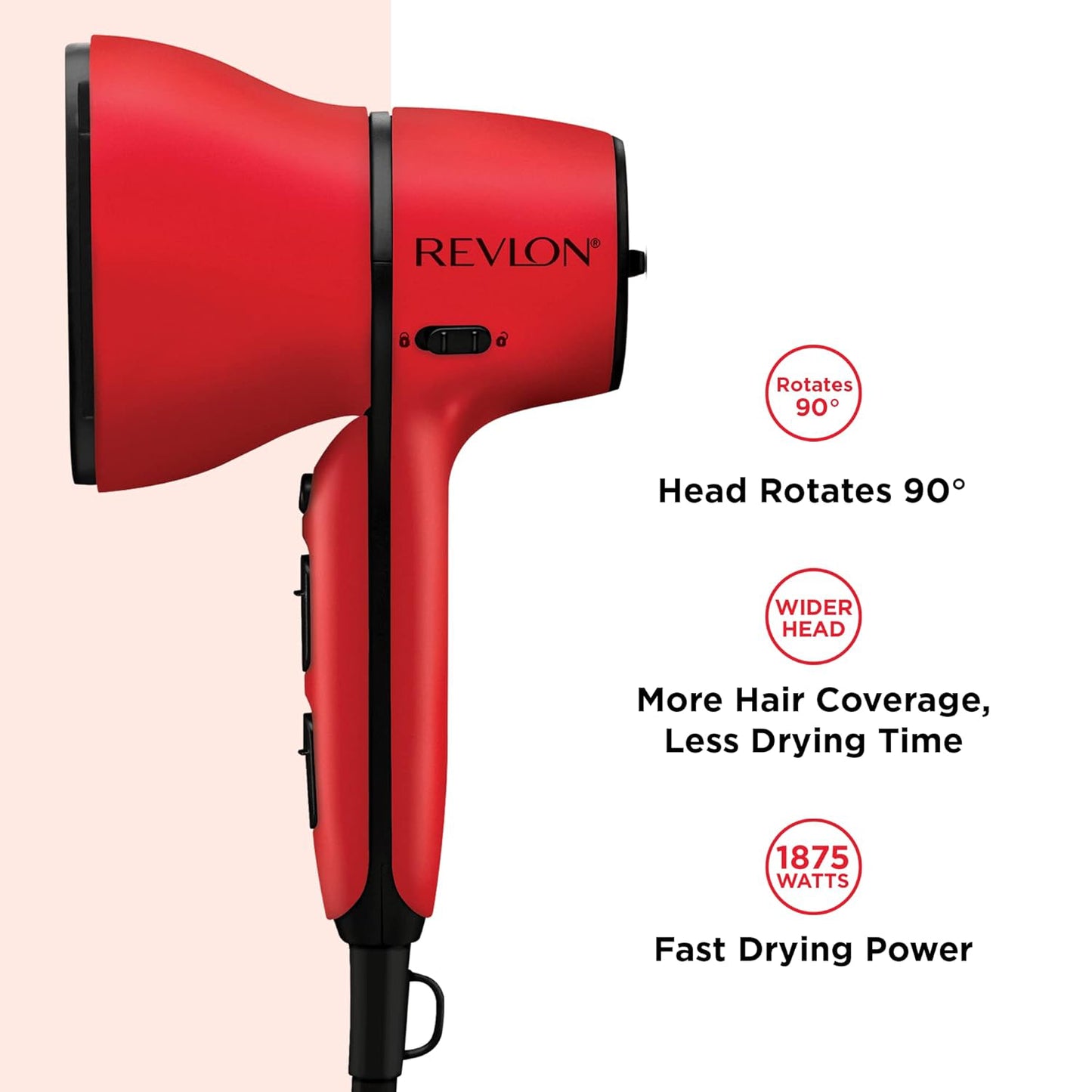 Secadora con control de flujo de aire Revlon, color rojo y negro