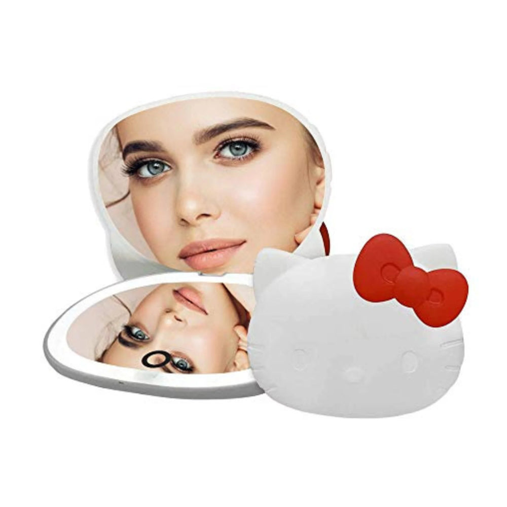 Espejo compacto inalámbrico con luz LED y sensor táctil de Hello Kitty de Impressions Vanity, color blanco
