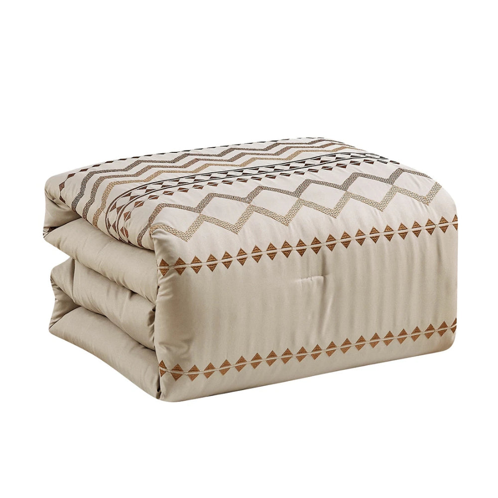 Esca Umnia Luxury Queen Size 7-Piece Comforter Set - Brown