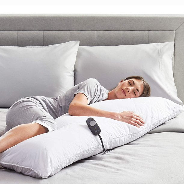 Sunbeam 2130276 54" Heated Body Pillow with Temperature Controller - White