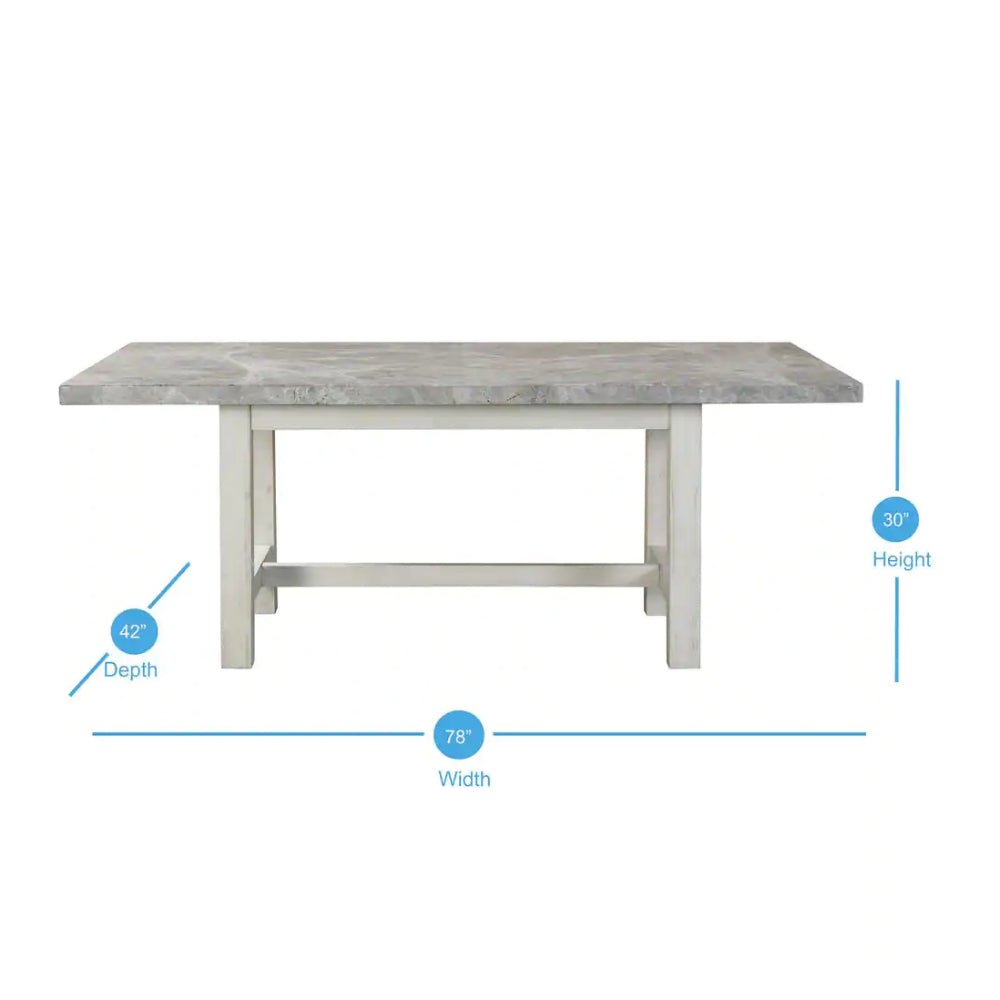 Mesa de comedor Canova de 78" con cubierta de mármol de Steve Silver Company - Gris