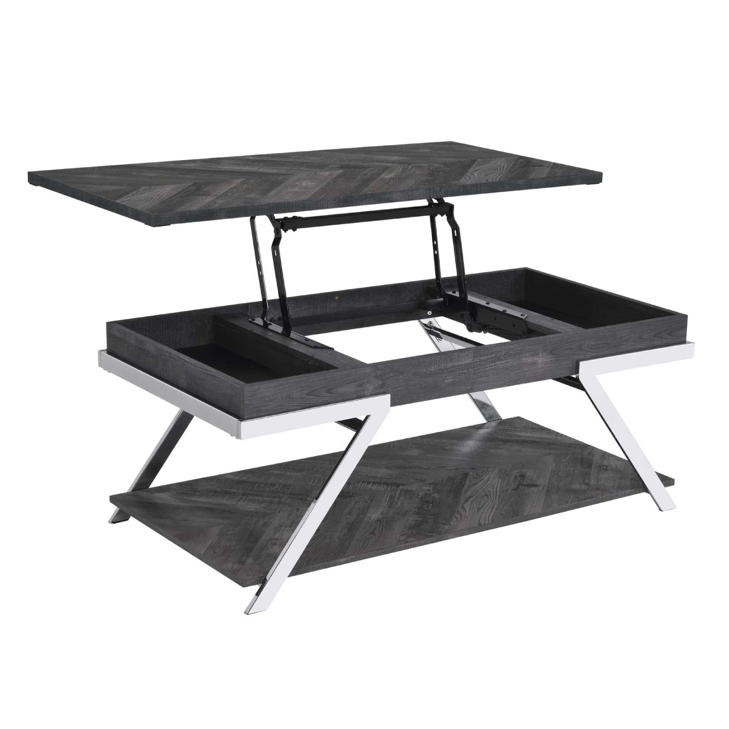 Roma 48" Coffee Table with Lift Top and Open Shelf by Steve Silver Company - Gray