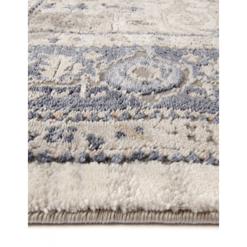 Alfombra rectangular tejida a máquina Tufan Veranda-01 de 4' x 6' en poliéster, color azul
