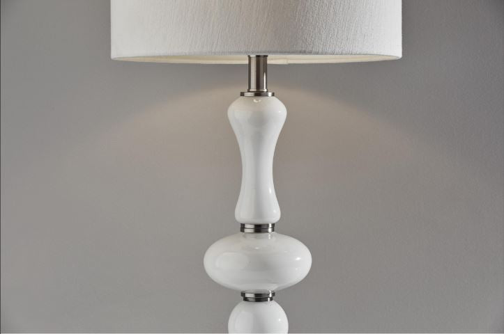 Adesso Natalie 29" Table Lamp - Brushed Steel/White Milk Glass
