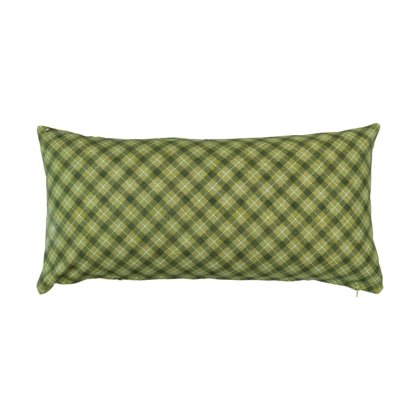 Creative Co-Op 28" x 14" Cotton Chambray Printed Pillow - Green/Red
