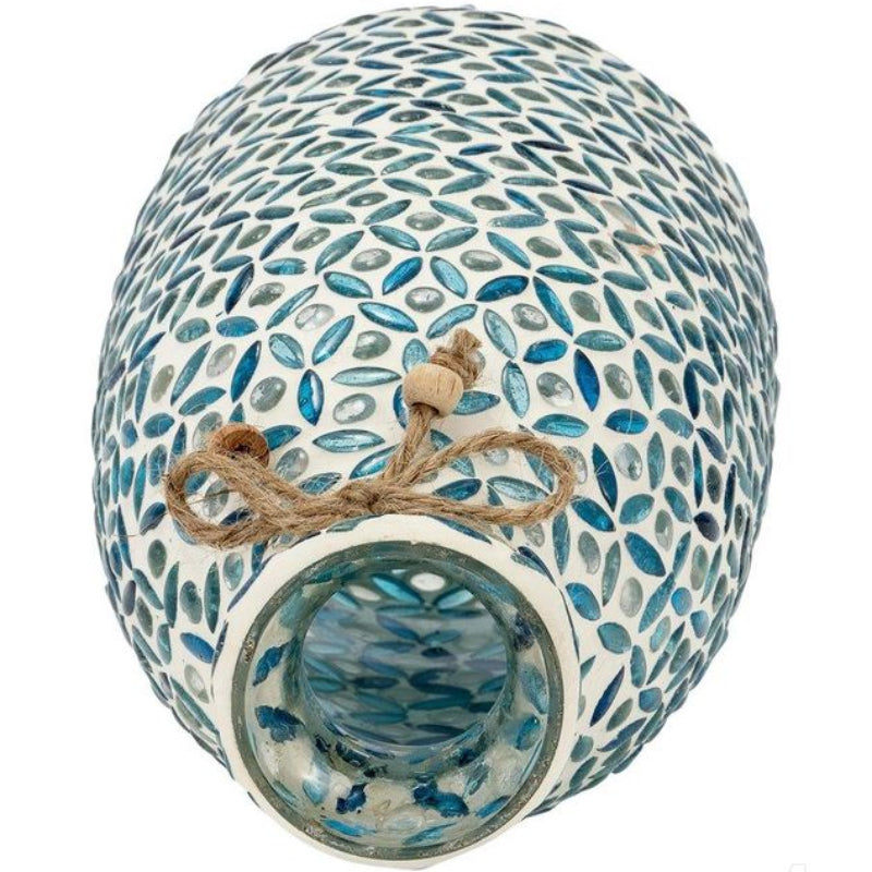 Jarrón de mosaico de vidrio contemporáneo de 9" de Sagebrook Home, azul