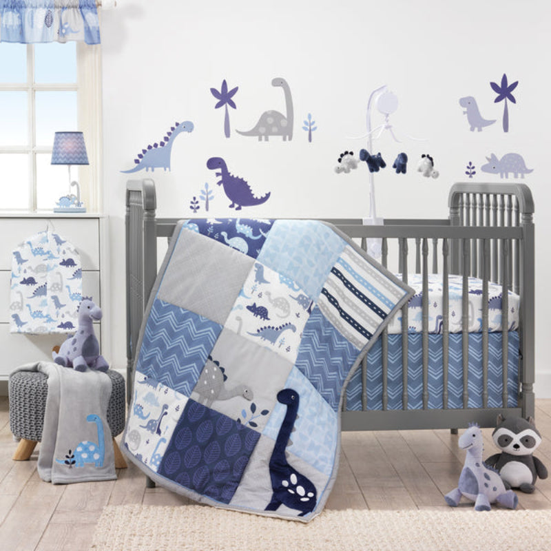 Calcomanías de pared con el rugido del dinosaurio Bedtime Originals: azul y gris