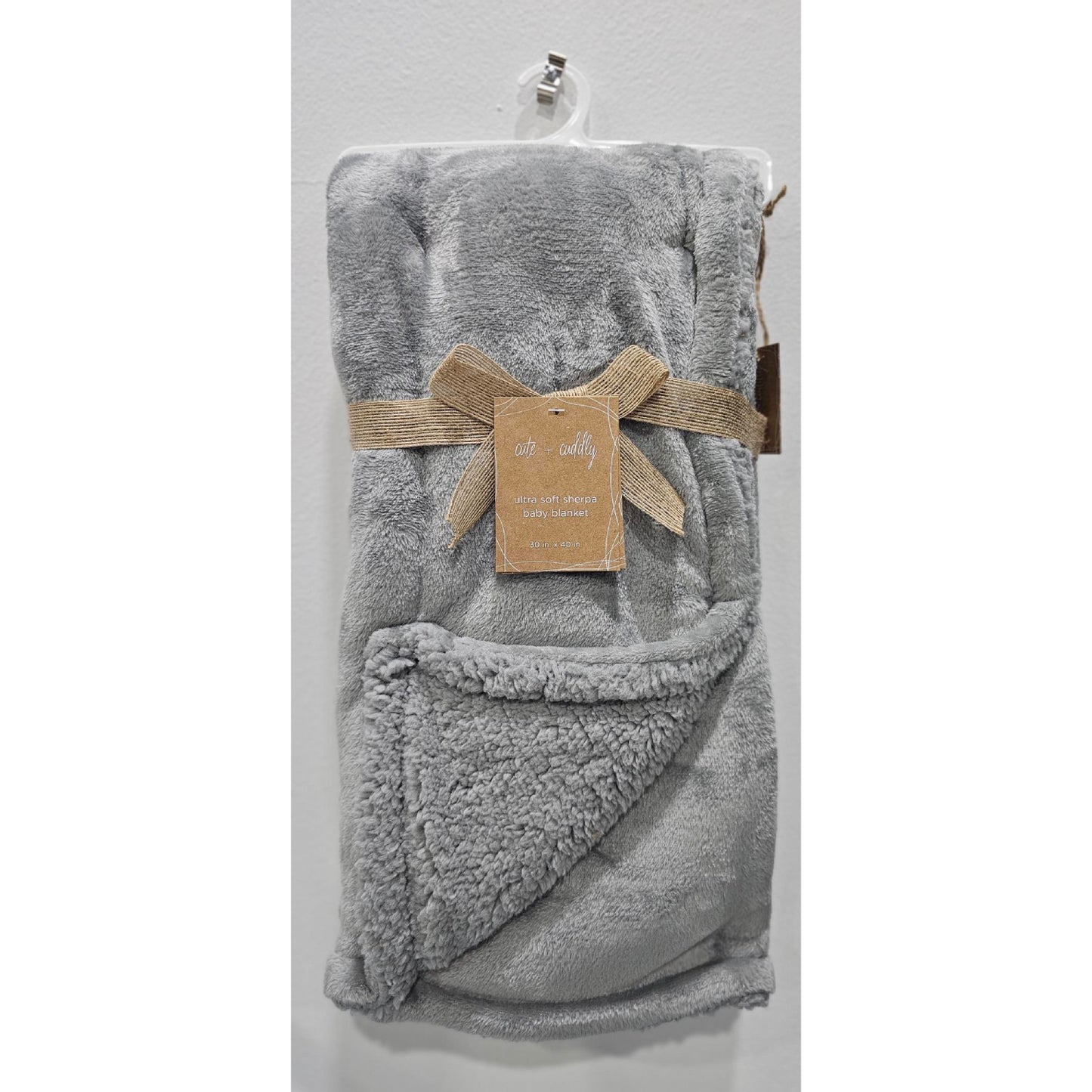 S.L Home Fashions 30" x 40" Solid Sherpa Baby Blanket - Gray