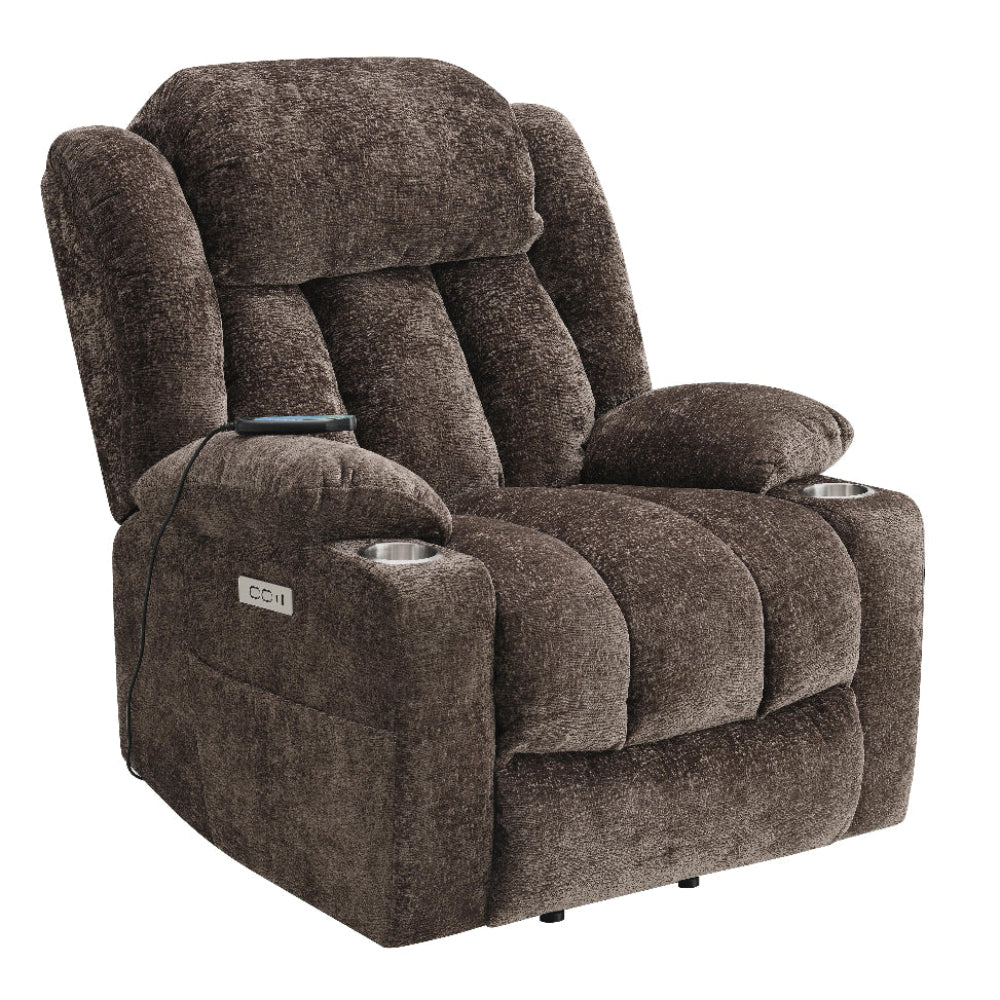 Bundle: Orion Power Recliner by Acme Furniture - Brown + Whirlpool 3.6 cu. ft. Mini Refrigerator Beverage Center - Black/Silver