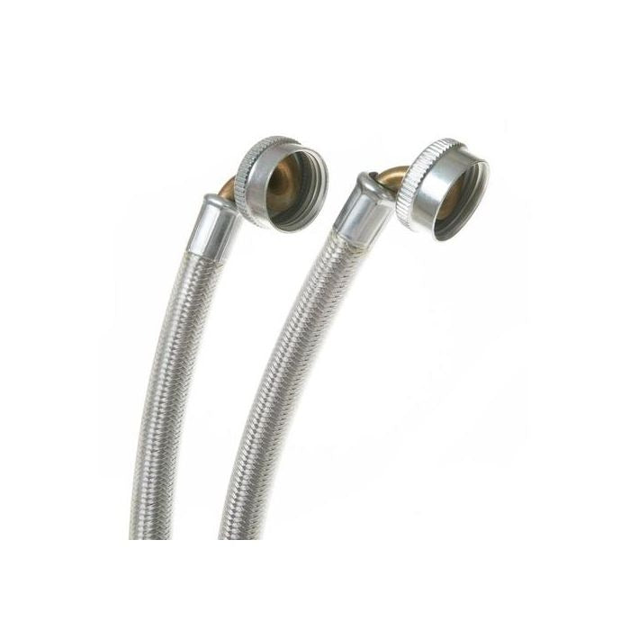 GE WX14X10011 6ft Universal Washer Hose with 90 ÌŠ Elbow (Set of 2) - Stainless Steel - Curacao