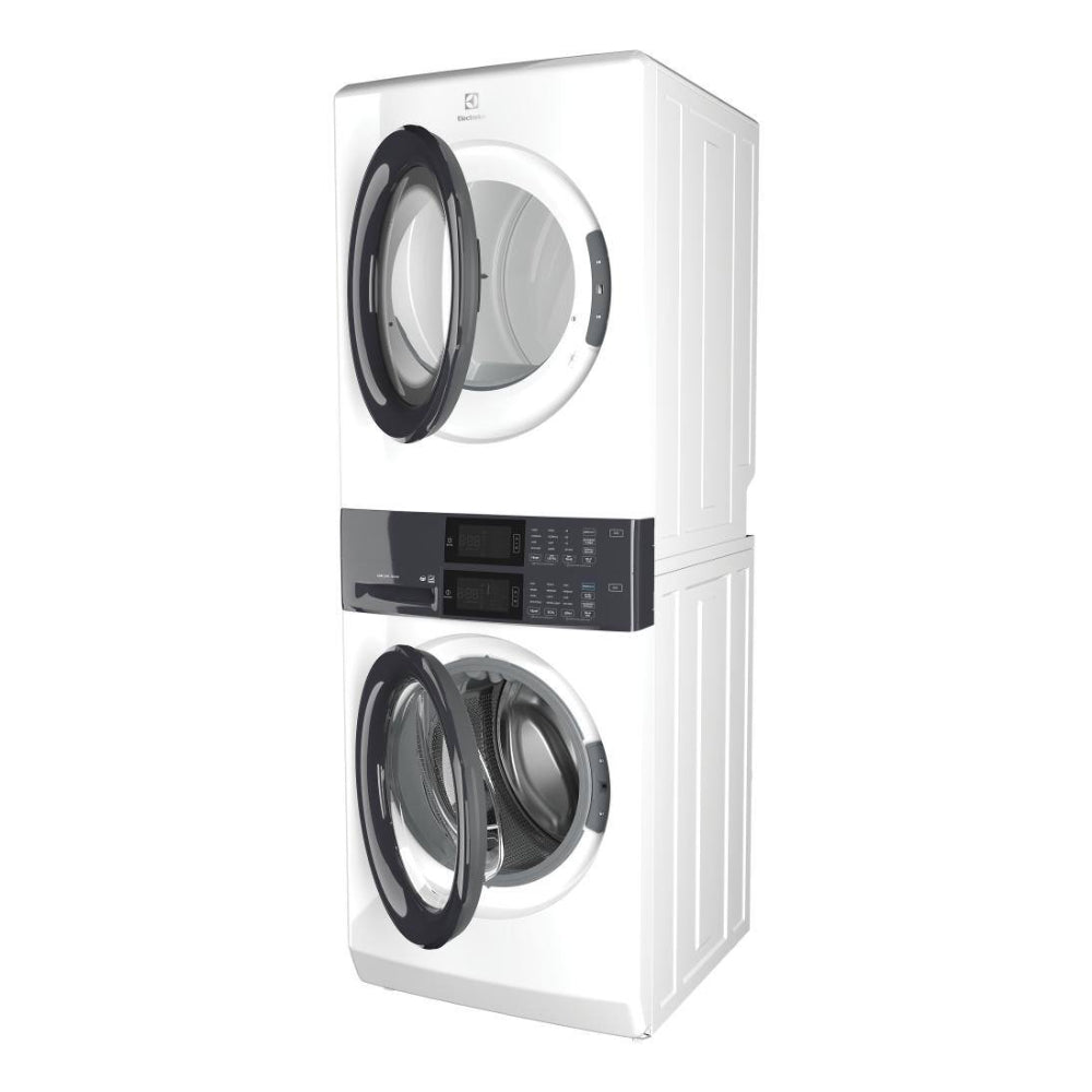 Lavadora apilada Electrolux ELTG7300AW de 4,4 pies cúbicos y secadora a gas de 8,0 pies cúbicos, torre de lavandería con lavado LuxCare, color blanco