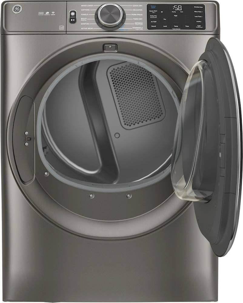 GE GFD65GSPNSN 7.8 cu.ft. Front Load 12-Cycle Gas Dryer with Steam - Satin Nickel
