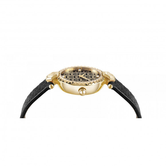 Philipp Plein Couture Women's 32mm Quartz Black Strap Watch - Yellow Gold Dial