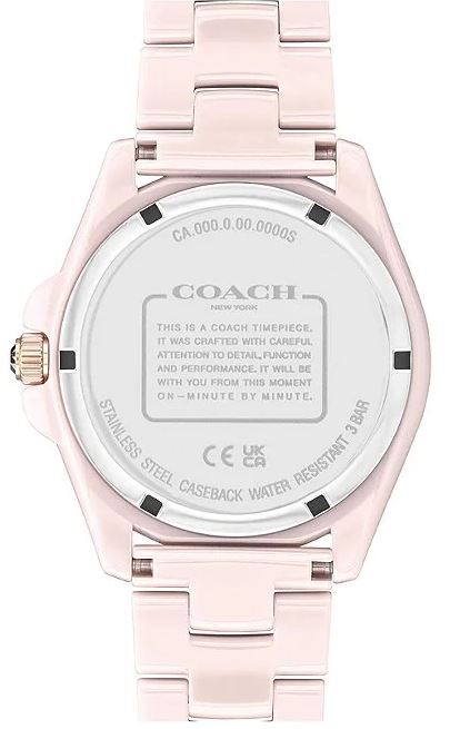 Coach Women's Greyson Pink Ombre Crystal Quartz Analog Blush Ceramic Watch