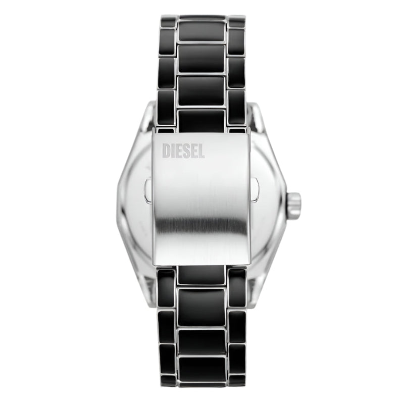 Reloj Diesel Scraper para hombre con correa de cuarzo de 43 mm, color negro y plateado