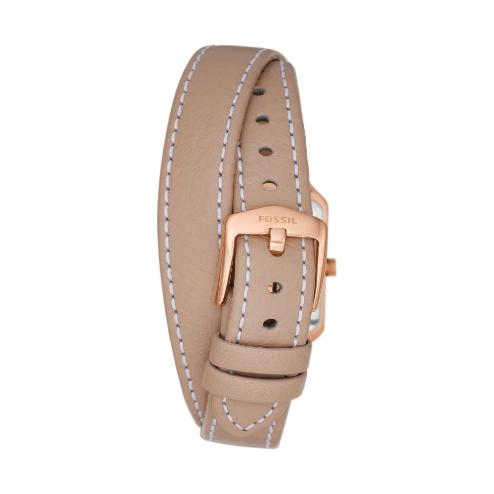 Reloj de cuarzo con correa de piel para mujer Fossil Raquel con fecha y tres manecillas de 23 mm, color negro