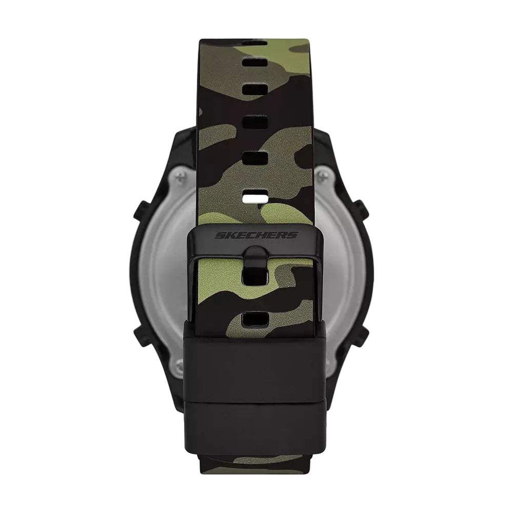 Reloj digital Skechers Rosencrans para hombre, correa multicolor, 46 mm, esfera negra