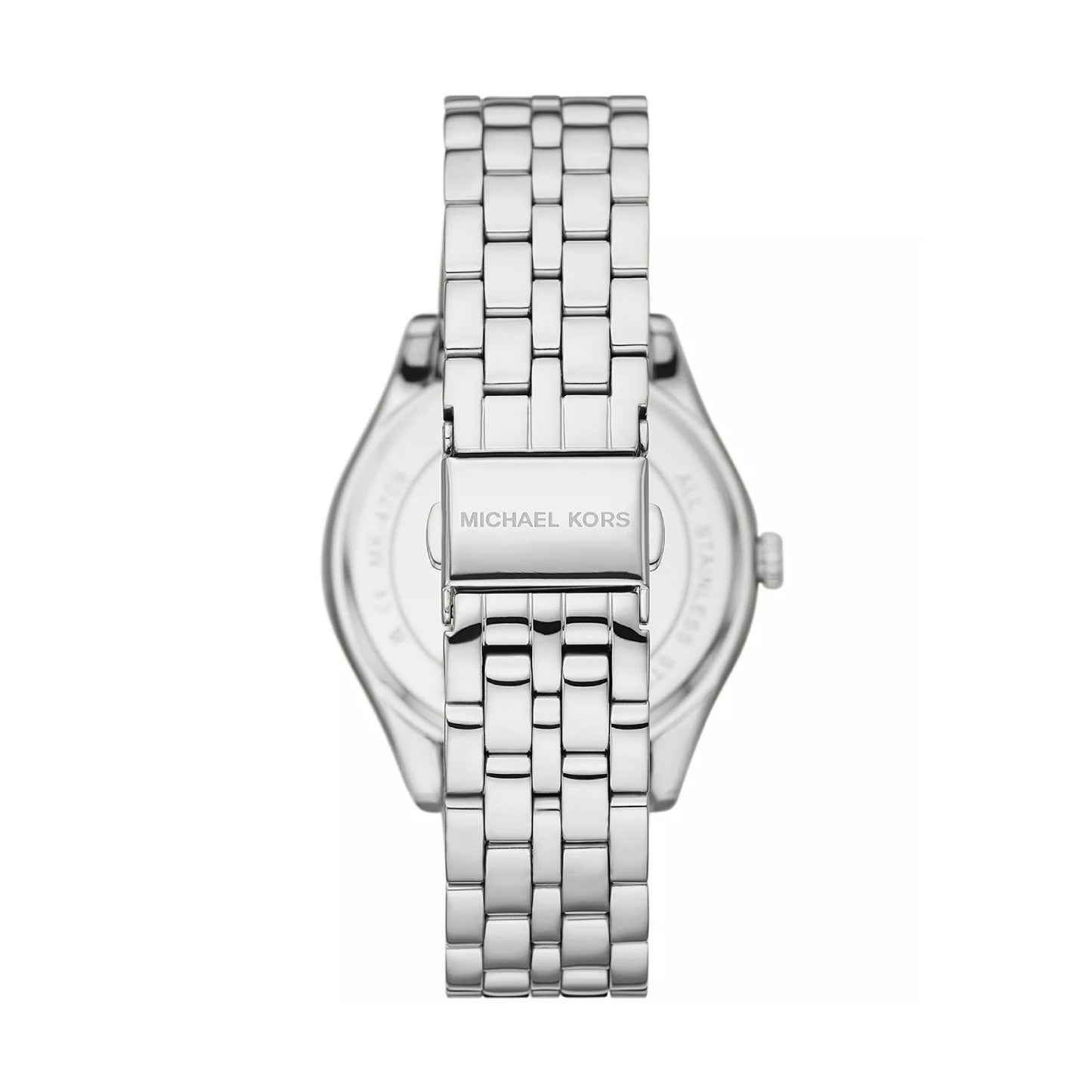 Reloj Michael Kors Harlowe para mujer, con pulsera plateada de tres manecillas de 38 mm y esfera blanca