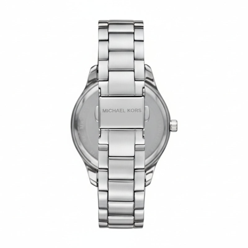 Reloj de cuarzo Michael Kors Layton para mujer, de acero inoxidable y 38 mm, color plateado